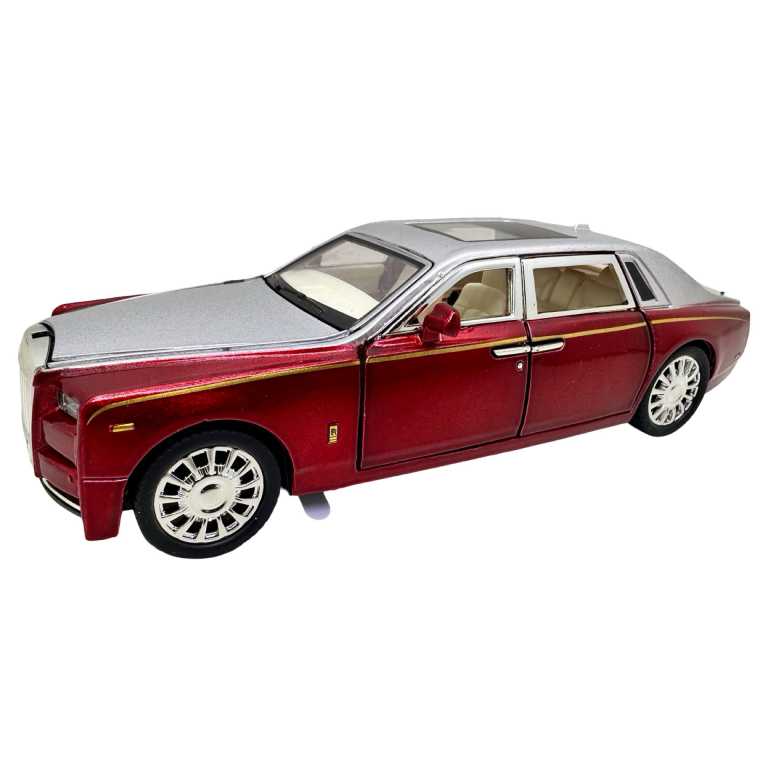 Macheta Auto Rolls Royce Phantom rosu cu sunet lumini deschide usile si capotele
