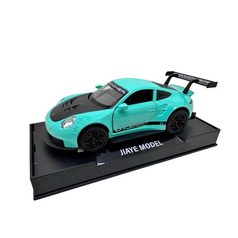 Macheta Porsche GT3 RS verde 1:32 replica metal cu sunete lumini deschide usile si capotele