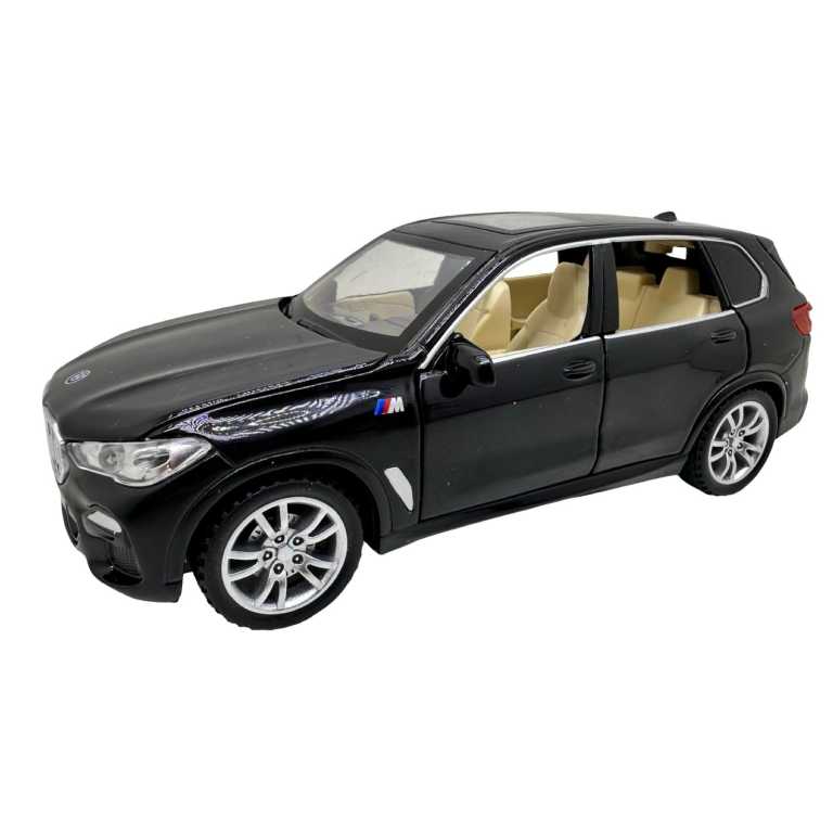 Macheta BMW X5 negru 1:32 lumini si sunete usi capota portbagaj se deschid