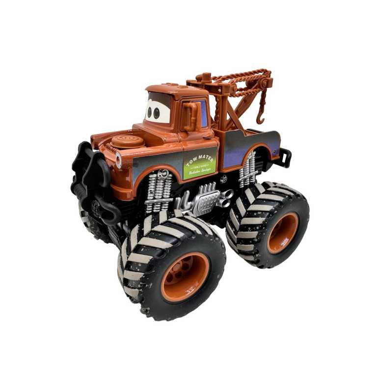 Macheta metal si plastic Monster Truck Tow Mater Cars Bucsa roti mari off-road model de colectie