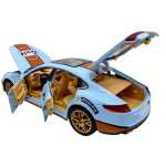Macheta Porsche Panamera Gulf Racing 911 – Albastru/Portocaliu – 1:24 cu sunete lumini deschide usile si capotele - imagine 6
