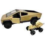 Macheta Tesla Cybertruck cu ATV aurie 1:43 replica metal usi deschise