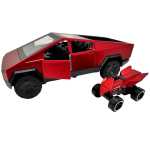 Macheta Tesla Cybertruck cu ATV rosie 1:43 replica metal usi deschise