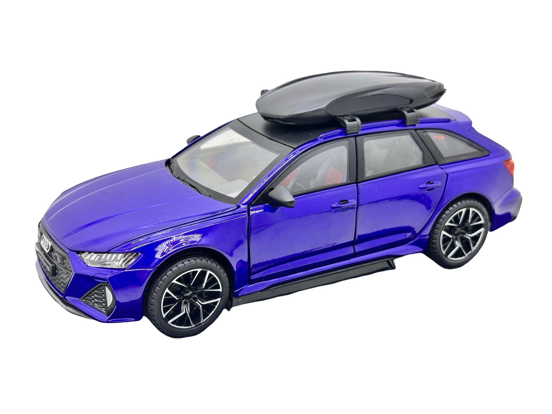 Macheta Audi RS6 Avant 1:24 metal cu lumini si sunete albastru Macheta Audi RS6 Avant 1:24 metal cu lumini si sunete albastru - imagine 1