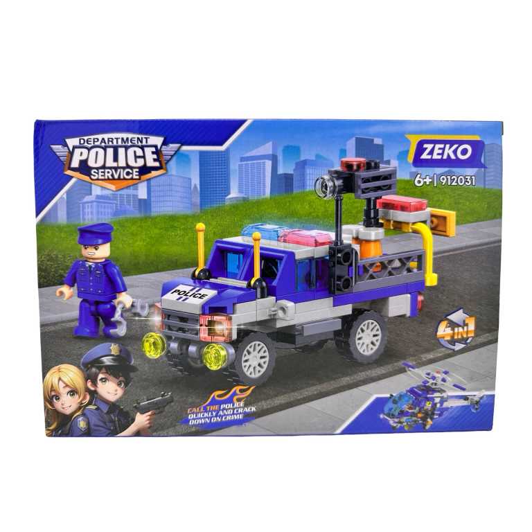 Set constructie politie 4 in 1 ZEKO 912031 Camion patrulare