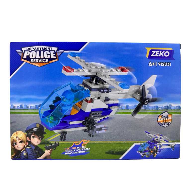 Set constructie politie 4 in 1 ZEKO 912031 Elicopter