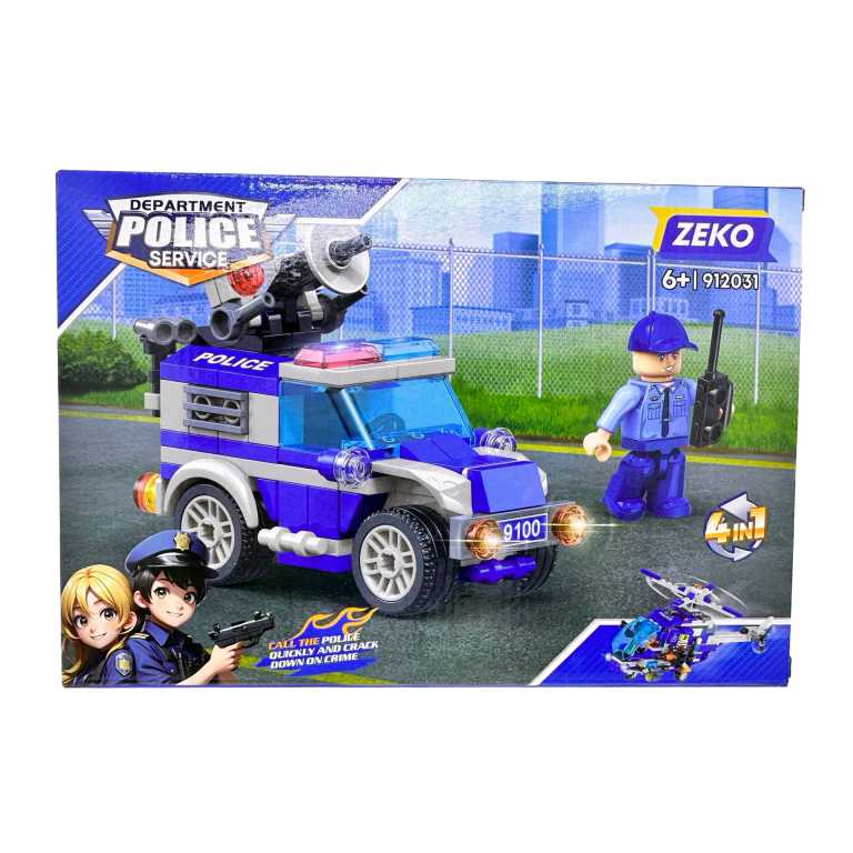 Set constructie politie 4 in 1 ZEKO 912031 Masina politie