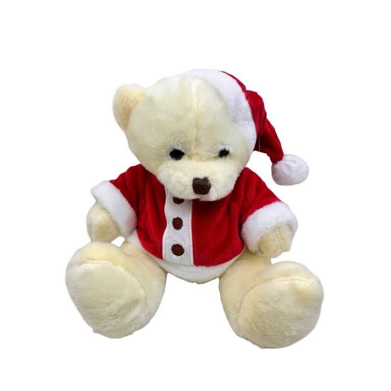 Ursulet de plus Craciun costum Mos 15 cm