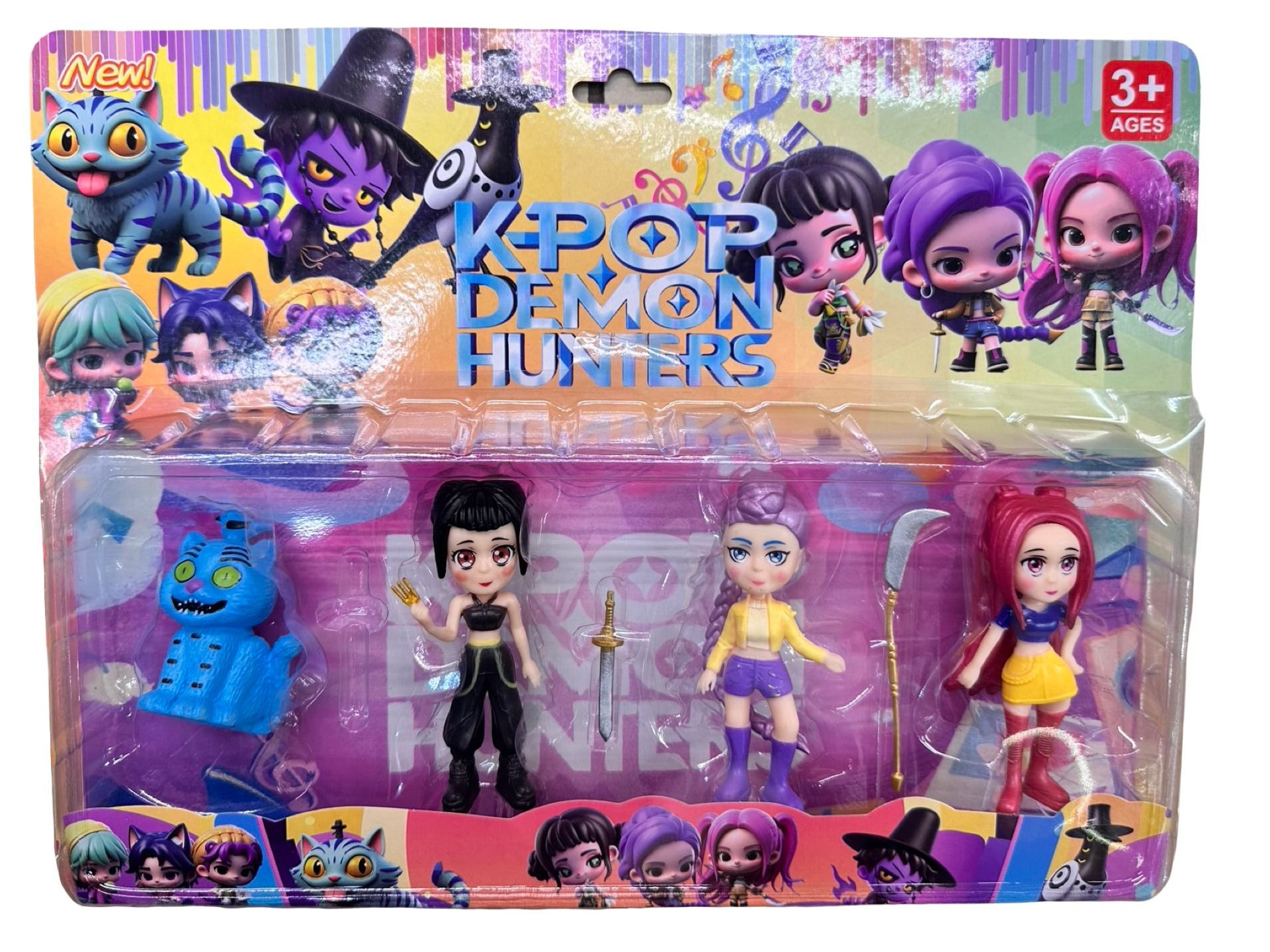 Set figurine Kpop Demon Hunters 3+ cu accesorii si pisicuta Set figurine Kpop Demon Hunters 3+ cu accesorii si pisicuta