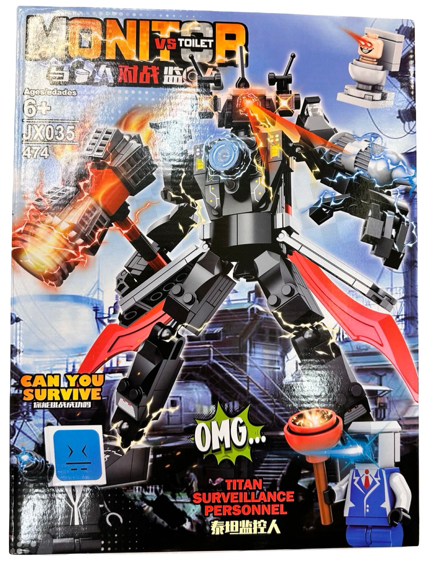 Set constructie Monitor vs Toilet JX035 474 piese 6+ robot Titan Skibidi Set constructie Monitor vs Toilet JX035 474 piese 6+ robot Titan Skibidi