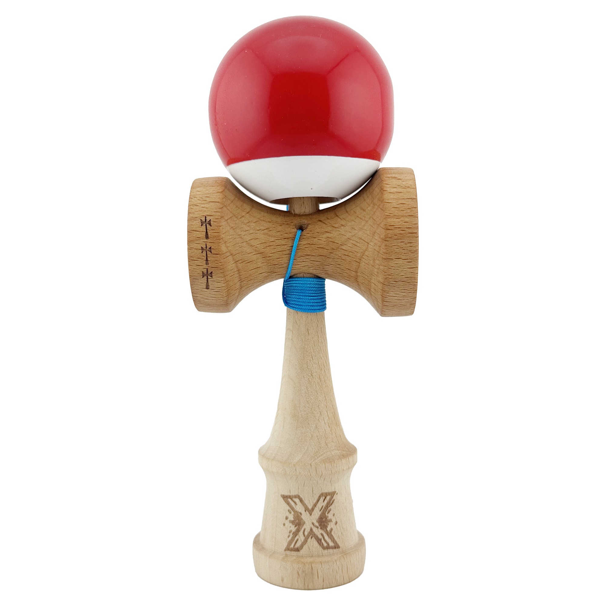 kendama-x-originala-profesionala-flippy-big-cups-v2-super-sticky-rulment-metalic-cu-ata-55-cm-rosu-a-main-6915a16075222 Kendama Flippy Profesionala Big Cups V2 din Lemn 18 cm Rosu Alb - imagine 1