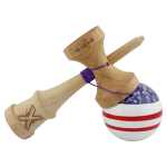 Kendama X CHICANOS Originala Profesionala Big Cups V2 Super Sticky cu Cupe Mari Rulment Metalic din lemn 18 cm Ata 55 cm Violet Alb - imagine 2