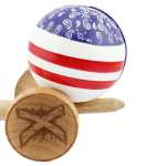 Kendama X CHICANOS Originala Profesionala Big Cups V2 Super Sticky cu Cupe Mari Rulment Metalic din lemn 18 cm Ata 55 cm Violet Alb - imagine 3