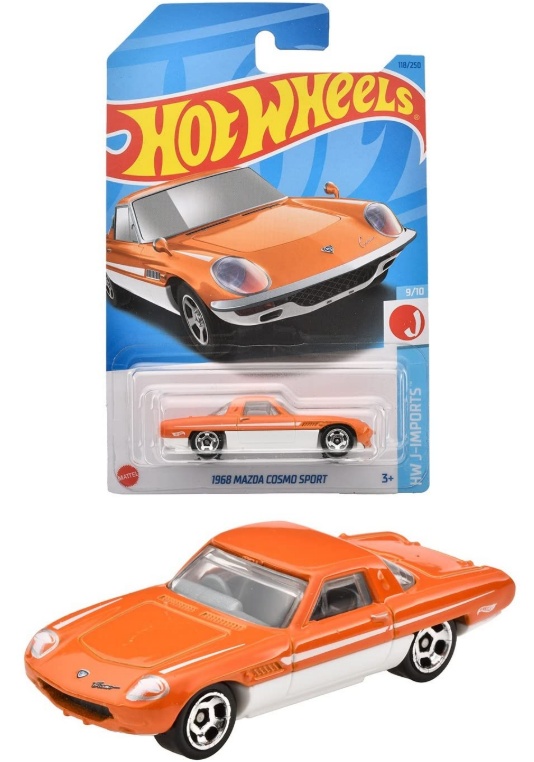 Macheta Hot Wheels Mazda Cosmo Sport 1968 1:64 portocaliu replica metal die-cast Macheta Hot Wheels Mazda Cosmo Sport 1968 1:64 portocaliu replica metal die-cast