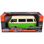 Macheta Motor Max Volkswagen Type 2 (T3) 1:24 verde metal die-cast - imagine 3