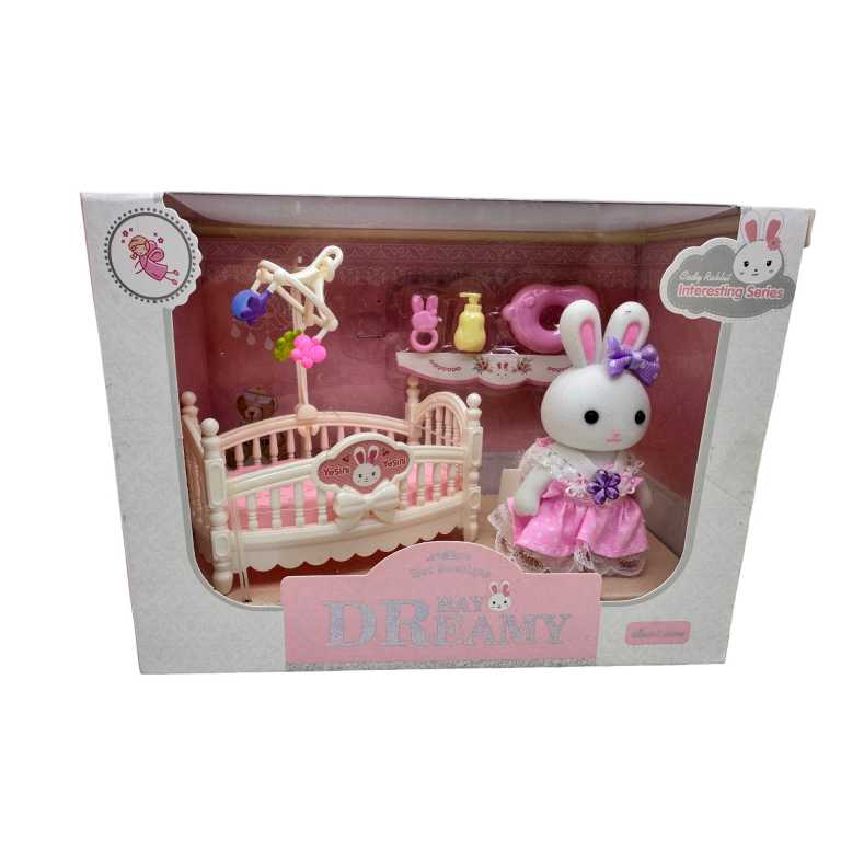 Set jucarie bebelus patut si iepuras cu accesorii Dreamy