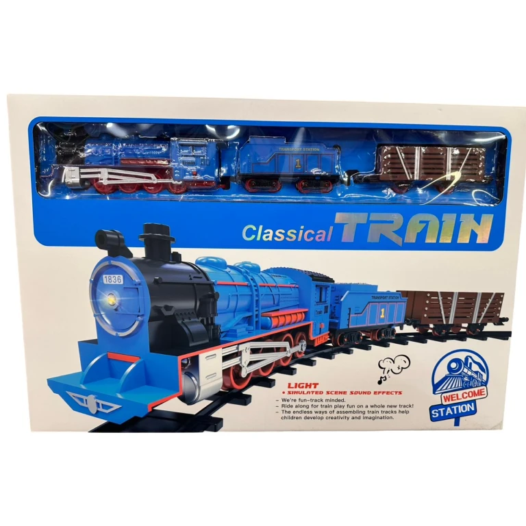 Set tren electric Classical Train cu sina lunga lumini si sunete