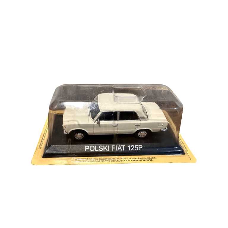 Macheta Polski Fiat 125P alb – Macheta metal Colectie 1:43