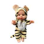 Papusa bebelus animalut tigrisor 17 cm din plastic cauciucat papusa bebelus din plastic cauciucat cu costum animalut inaltime 17 cm.