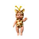 Papusa bebelus animalut girafa 17 cm din plastic cauciucat