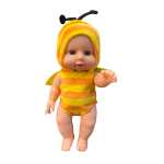 Papusa bebelus animalut albinuta 17 cm din plastic cauciucat