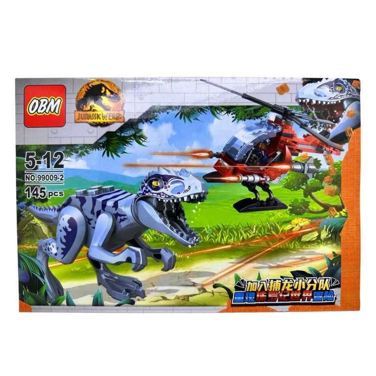 Setul de constructie Jurassic World cu elicopter de interventie si dinozaur 99009-2