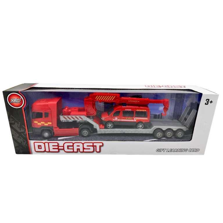 Set Machete Camion platforma cu masina de pompieri