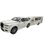 Macheta Rolls Royce Cullinan alb cu rulota scara 1:20 cu sunete lumini deschide usile si capotele