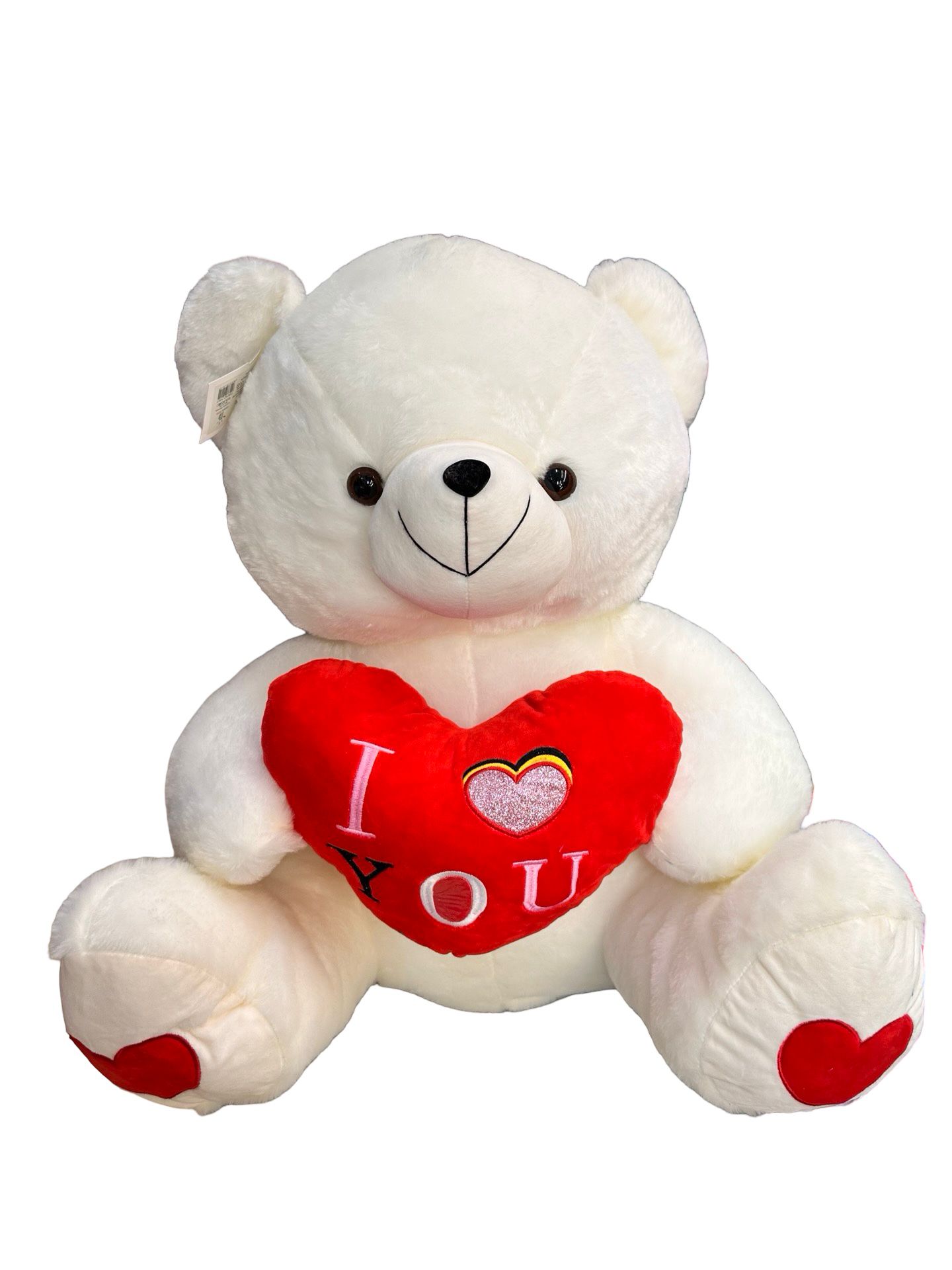 Urs de plus cu inima I love you alb 32 cm Urs de plus cu inima I love you alb 32 cm