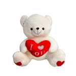 Urs de plus alb cu inima rosie „I Love You” 60cm
