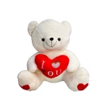 Urs de plus alb cu inima rosie „I Love You” 60cm