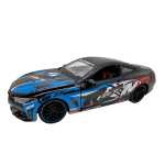 Macheta BMW M4 Racing albastru 1:24 metal pull back lumini si sunete