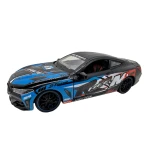 Macheta BMW M4 Racing albastru 1:24 metal pull back lumini si sunete
