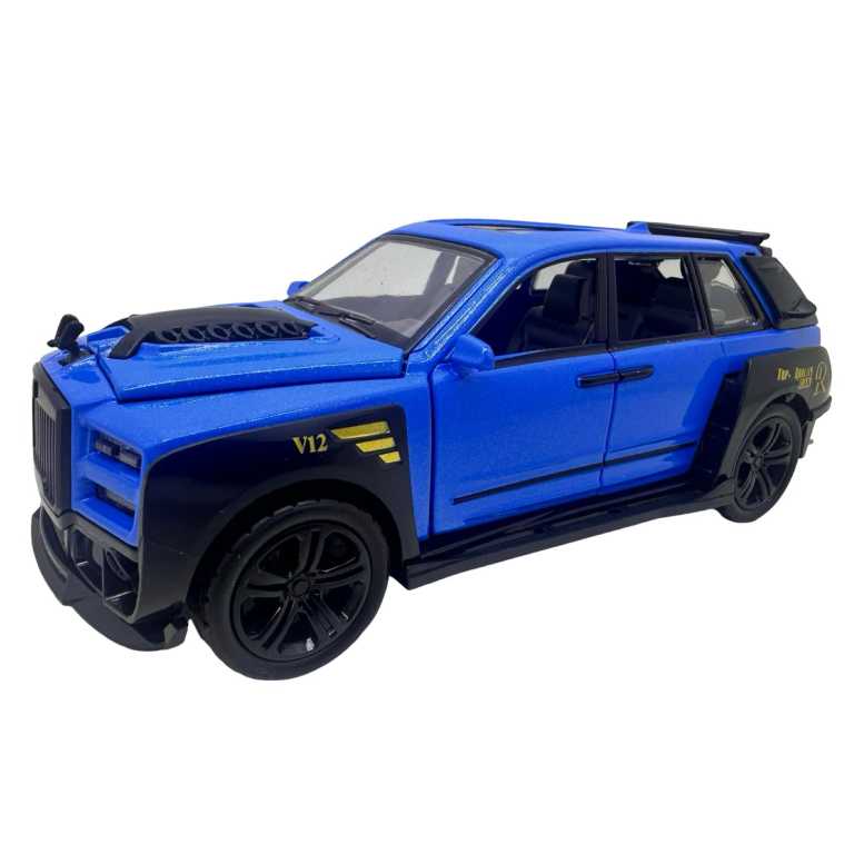 Macheta Rolls Royce Cullinan 1:28 albastru usi deschise lumini sunete pull back