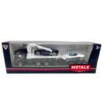 Macheta camion platforma auto 1:43 negru cu doua masini