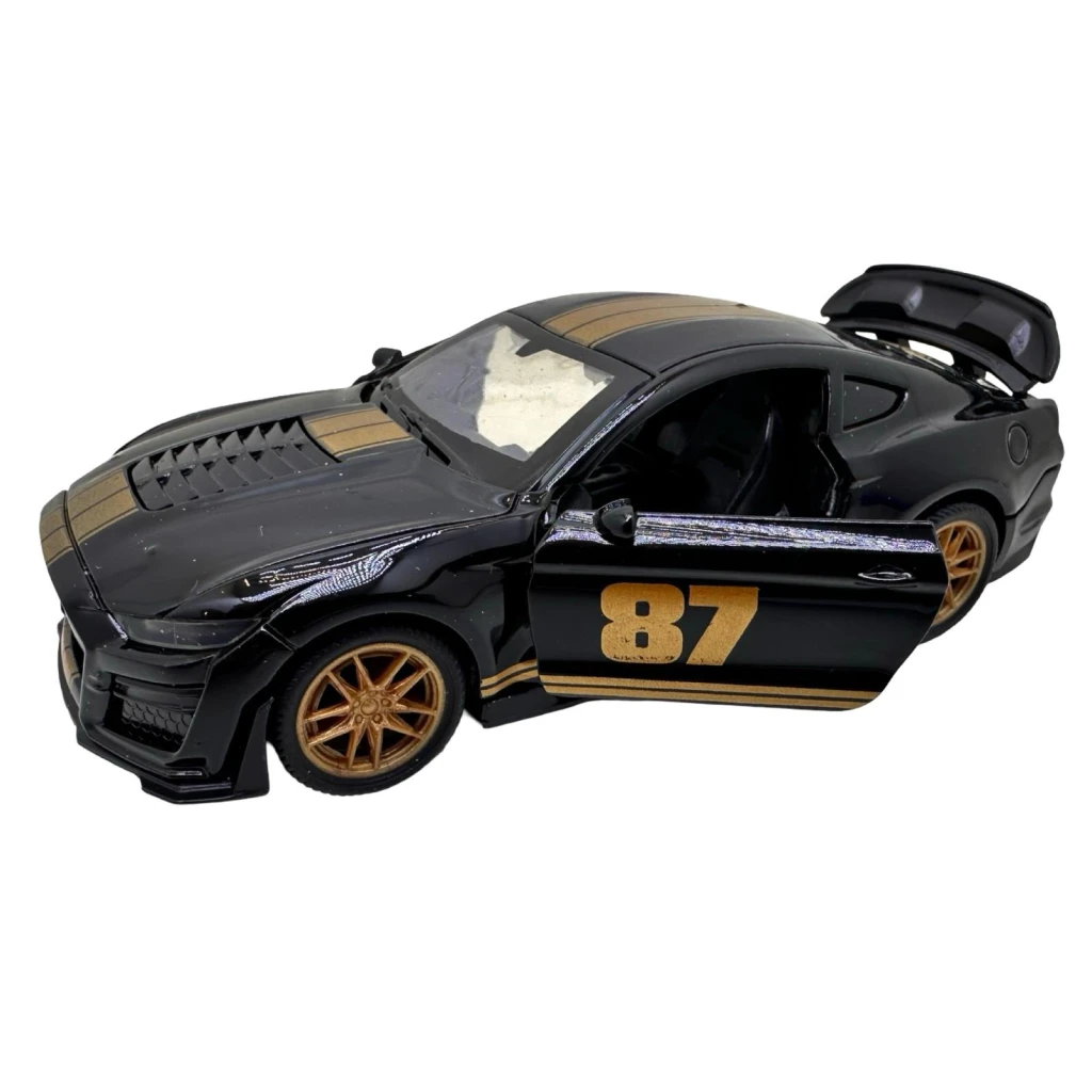Macheta Ford Mustang Shelby GT500 1:38 negru usi capota portbagaj lumini sunete pull back