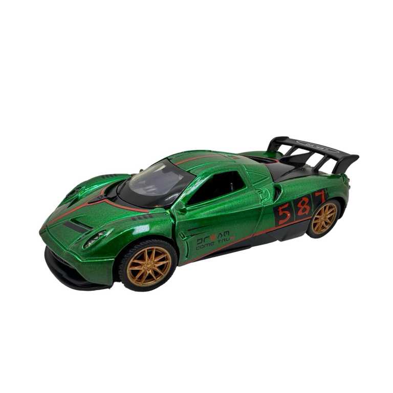 Macheta Pagani Huayra 1:38 verde usi fluture lumini sunete pull back