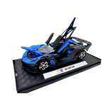 Macheta Bugatti Bolide albastru negru 1:32 metal cu lumini si sunete deschidere completa