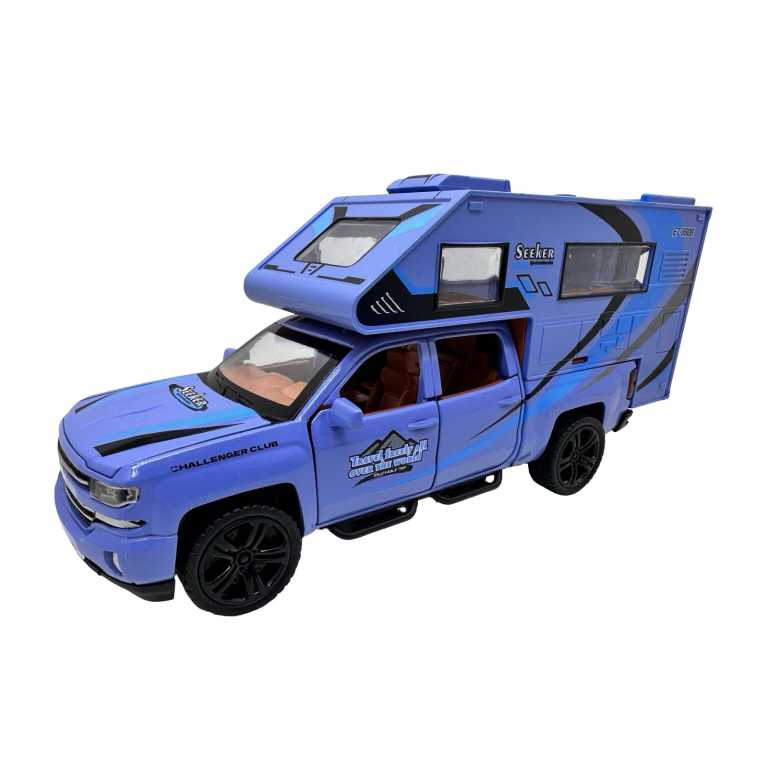 Macheta Camping Car Autorulota 1:32 metal si plastic cu sunete si lumini deschide usile si capota