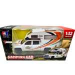 Macheta Camping Car Autorulota alba 1:32 metal si plastic cu sunete si lumini deschide usile si capota - imagine 3