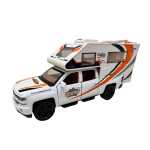Macheta Camping Car Autorulota alba 1:32 metal si plastic cu sunete si lumini deschide usile si capota