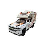 Macheta Camping Car Autorulota alba 1:32 metal si plastic cu sunete si lumini deschide usile si capota - imagine 8