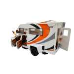 Macheta Camping Car Autorulota alba 1:32 metal si plastic cu sunete si lumini deschide usile si capota - imagine 9