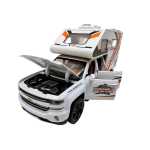 Macheta Camping Car Autorulota alba 1:32 metal si plastic cu sunete si lumini deschide usile si capota - imagine 11