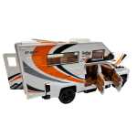 Macheta Camping Car Autorulota alba 1:32 metal si plastic cu sunete si lumini deschide usile si capota - imagine 12