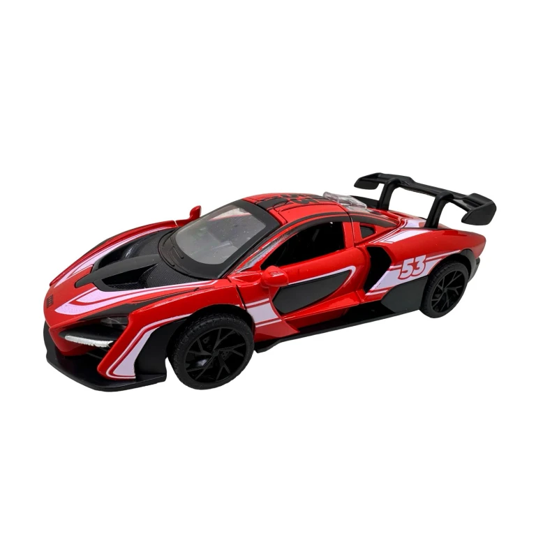 Macheta McLaren rosie 1:28 replica metal lumini si sunete usi fluture deschise
