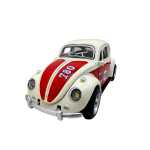 Macheta Volkswagen Beetle clasica crem rosu1:32 replica metal usi deschise lumini si sunete - imagine 3