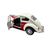 Macheta Volkswagen Beetle clasica crem rosu1:32 replica metal usi deschise lumini si sunete - imagine 5