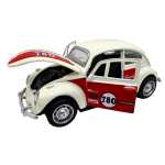 Macheta Volkswagen Beetle clasica crem rosu1:32 replica metal usi deschise lumini si sunete - imagine 7