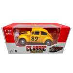 Macheta Volkswagen Beetle Classic galbena 1:32 stil retro de colectie lumini si sunete
